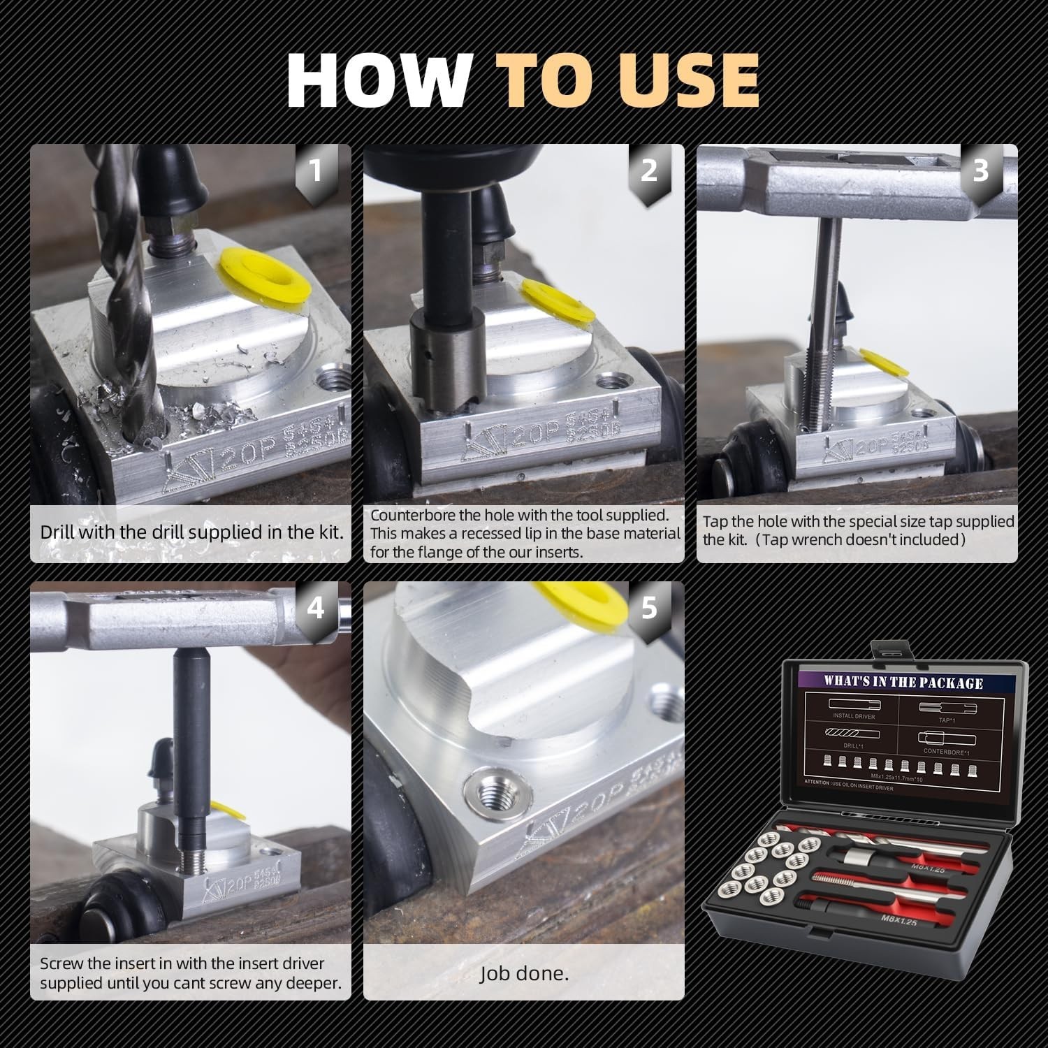 M8x1.25 Thread Repair Kit with 11.7mm Insert HSS Drill