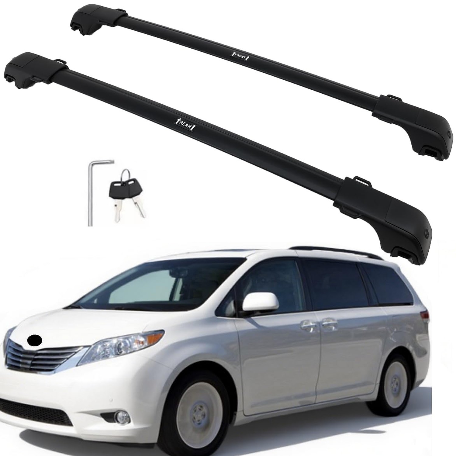 Upgraded 260lbs Cargo Carrier for Toyota Sienna 2011-2020 Roof Rack Cross Bar...