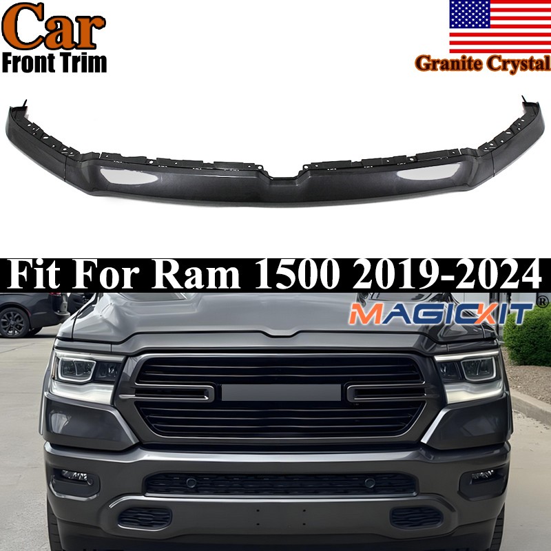 Front Upper Grille Trim Molding Granite Crystal Fit For 2019-2024 Dodge Ram 1500