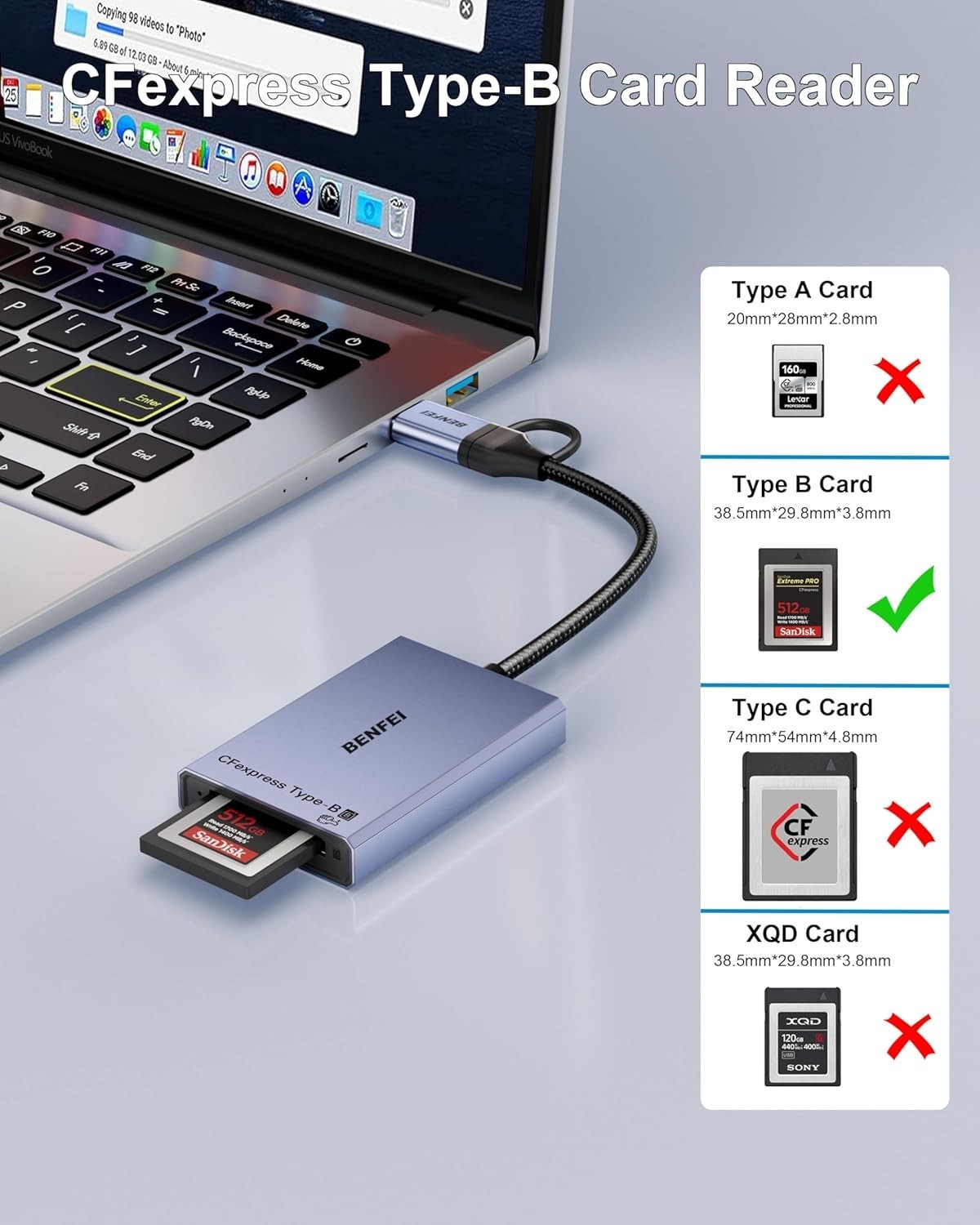 Compact CFexpress Card Reader - 10Gbps with 18- for Peace of Mind