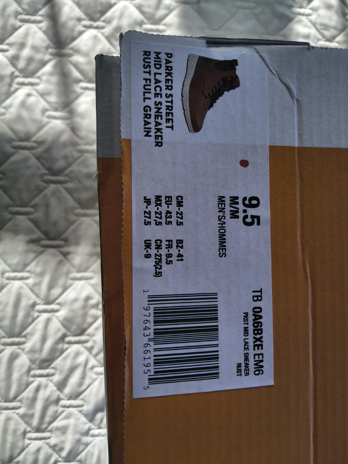 Timberland Mens Size 9.5 Rust Parker Street Mid Top Sneaker Boot NEW W/BOX