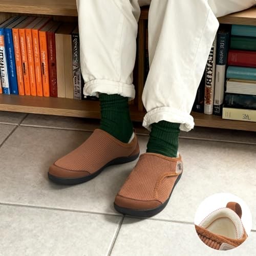 Comfortable Wide Diabetic Shoes for Women Mes,Barefoot House 8-8.5 Wide Brown