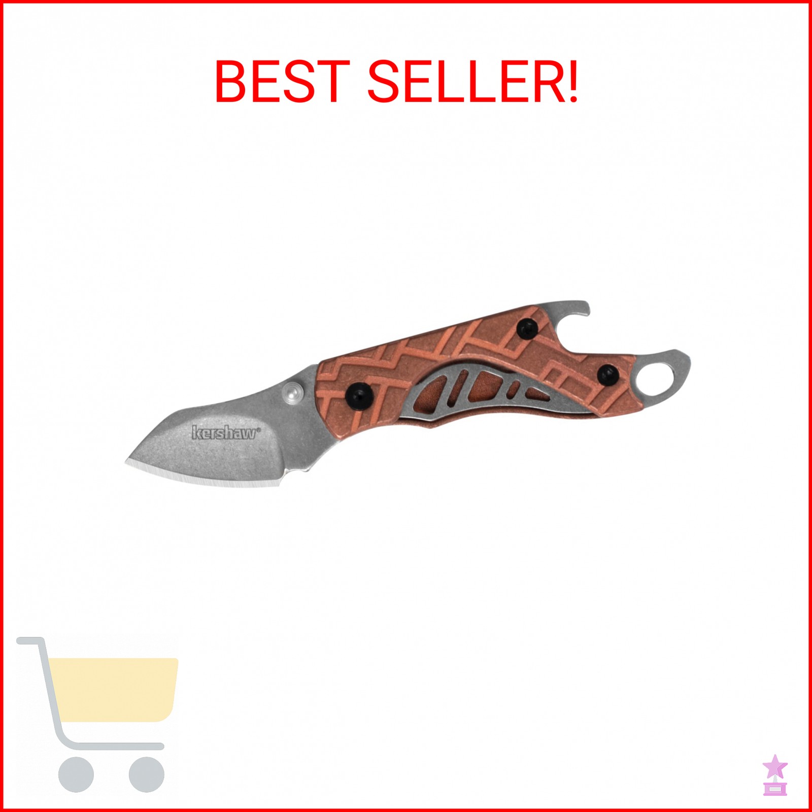 Kershaw Cinder-Copper 1.4 in. Blade; Small Pocket Knife with Stonewash Blade, Co