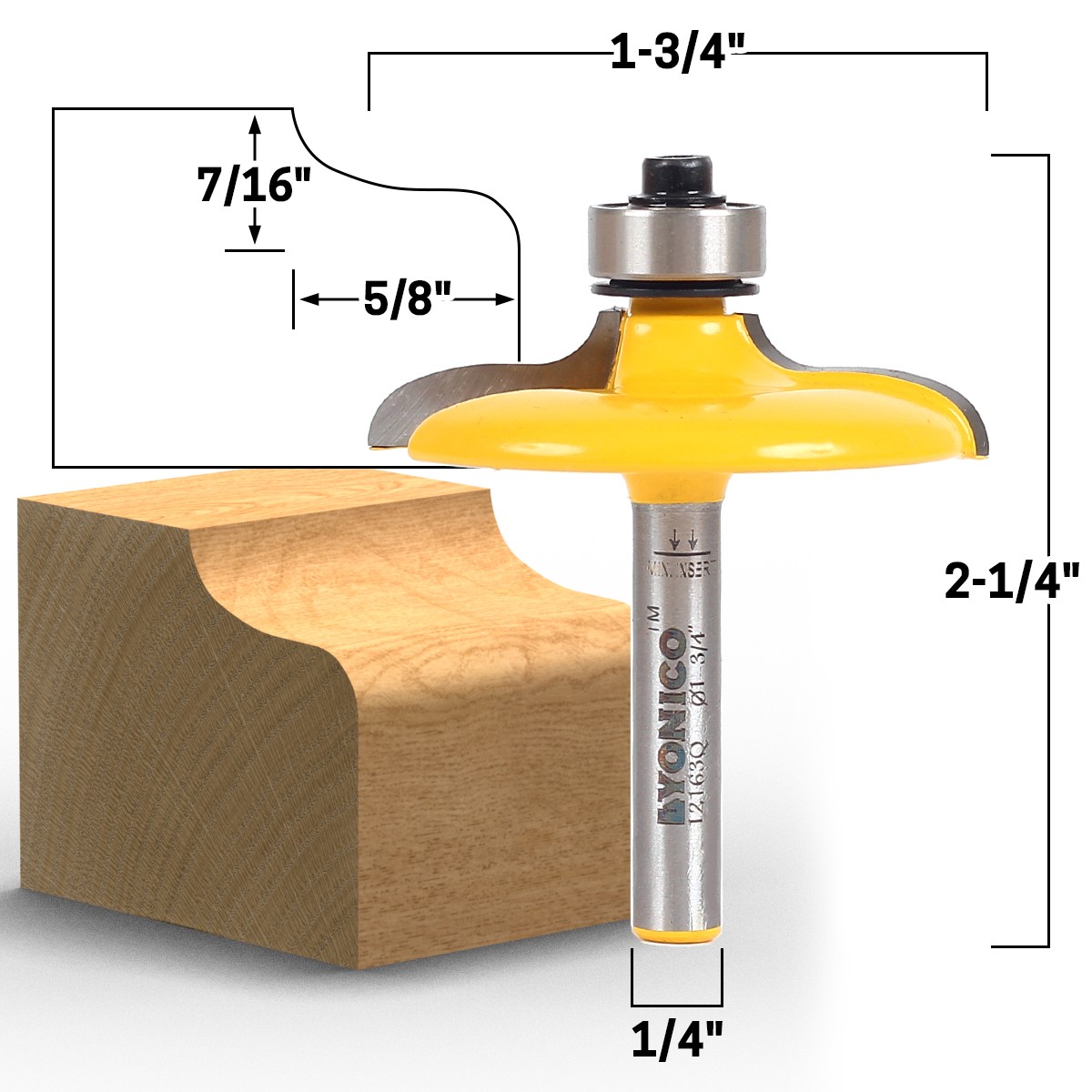 Ogee Euro Door and Drawer Front Edging Router Bit 1/4" Shank Yonico 12163q
