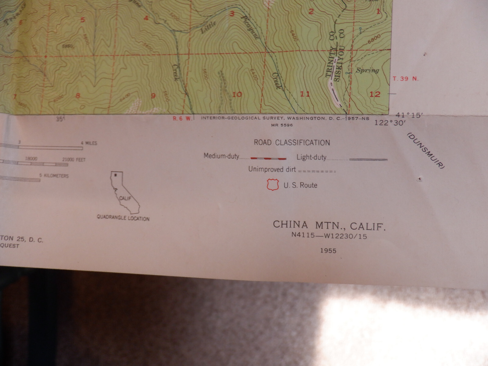 Topographic map, China Mtn. Quadrangle, California, 15 minute, 1955 edition