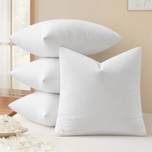 Pack of 4 22x22 Pillow Inserts, Premium Feather and Down Decorative 22x22 Inch