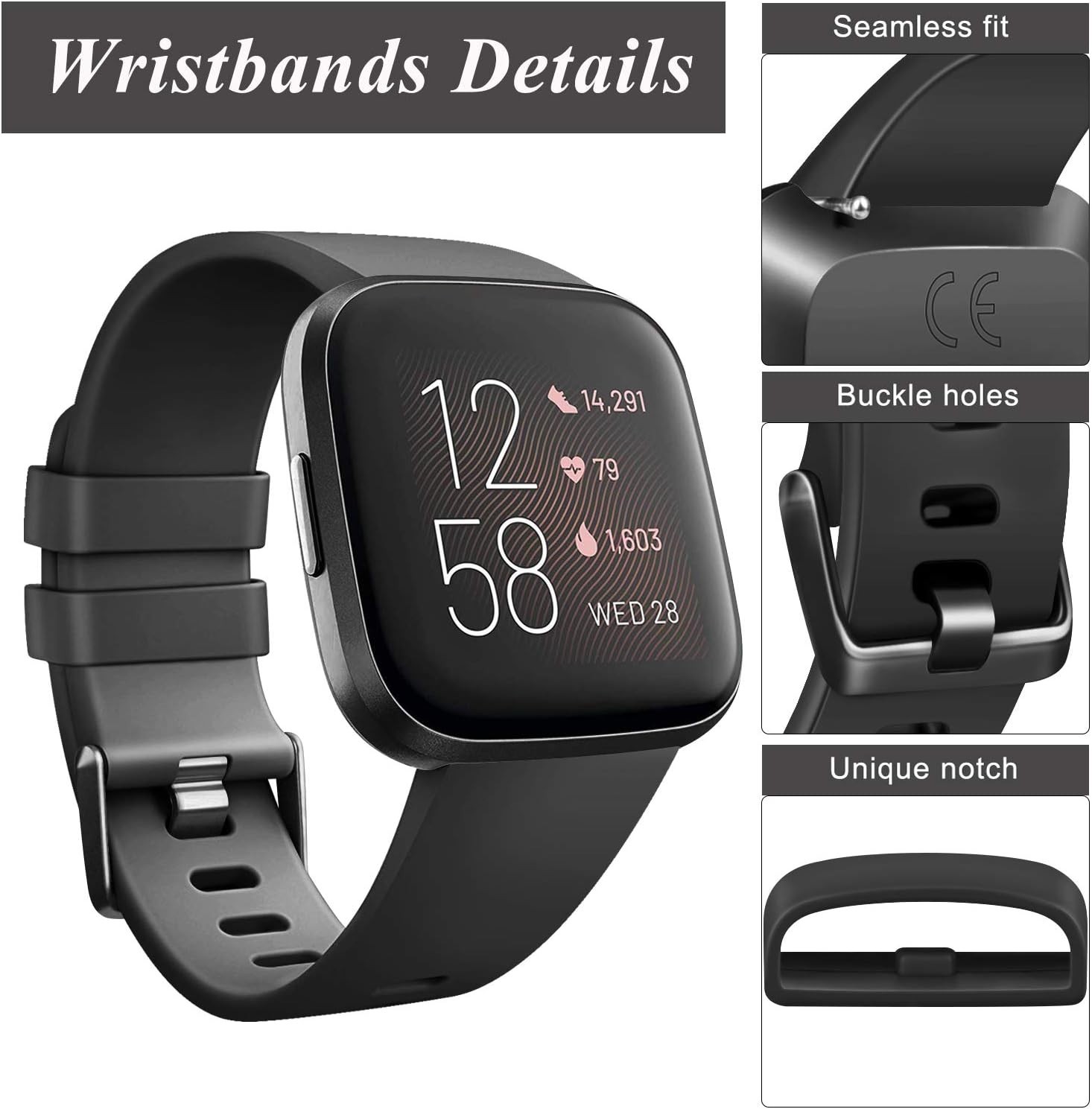Sports Bands Soft Elastomer MultiColor Strap Compatibl Fitbit Versa 2 Smartwatch