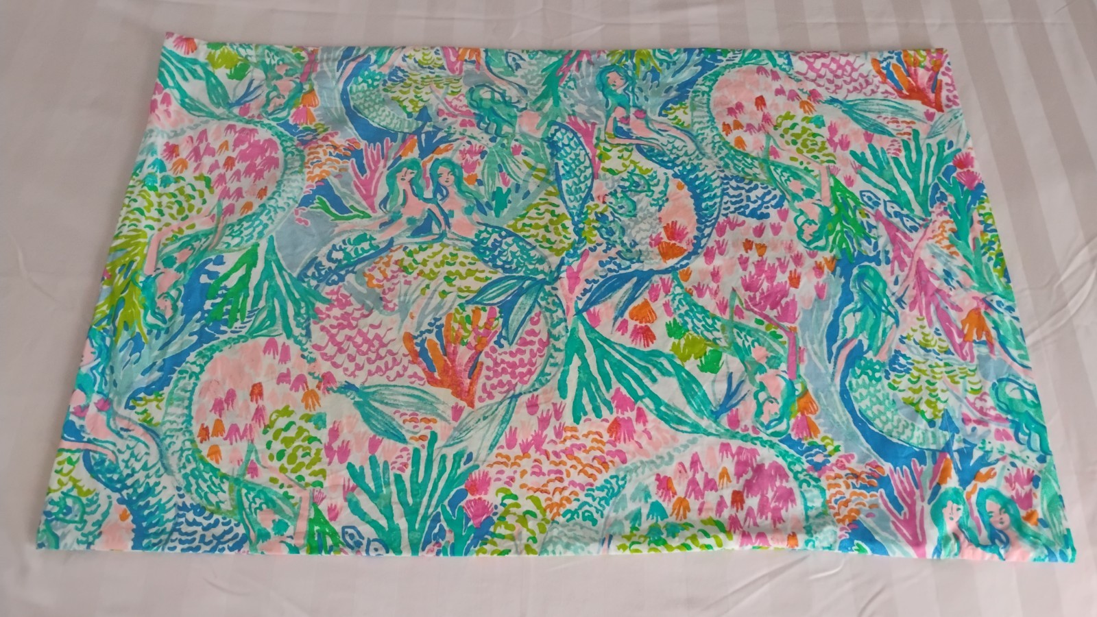 Pottery Barn Kids Lilly Pulitzer Mermaid’s Cove Standard Pillowcase Cotton EUC