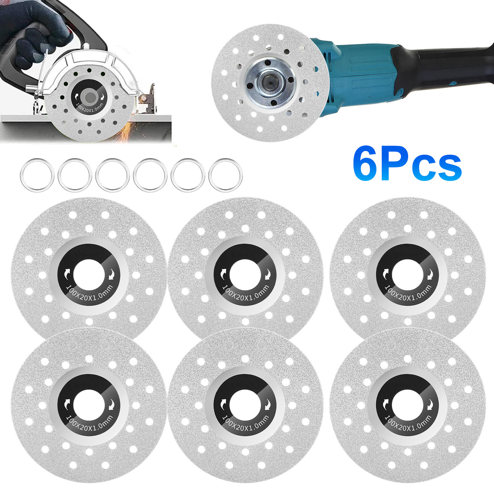 6PCS 4" Rock Slab Grinding Disc Rock Plate Flat Grinding Disc Glass Cutting Disc