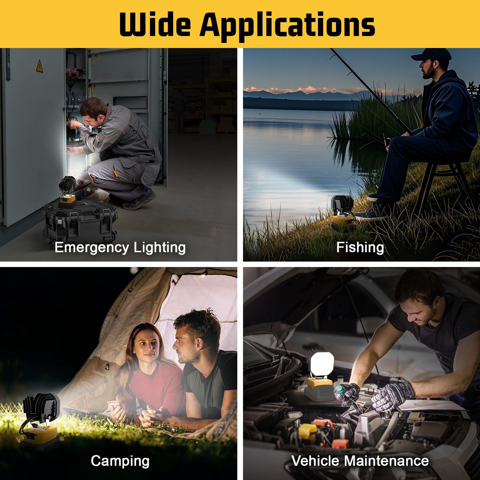 40W LED Working Light Compatible with Dewalt 20V Battery for Workshop Camping