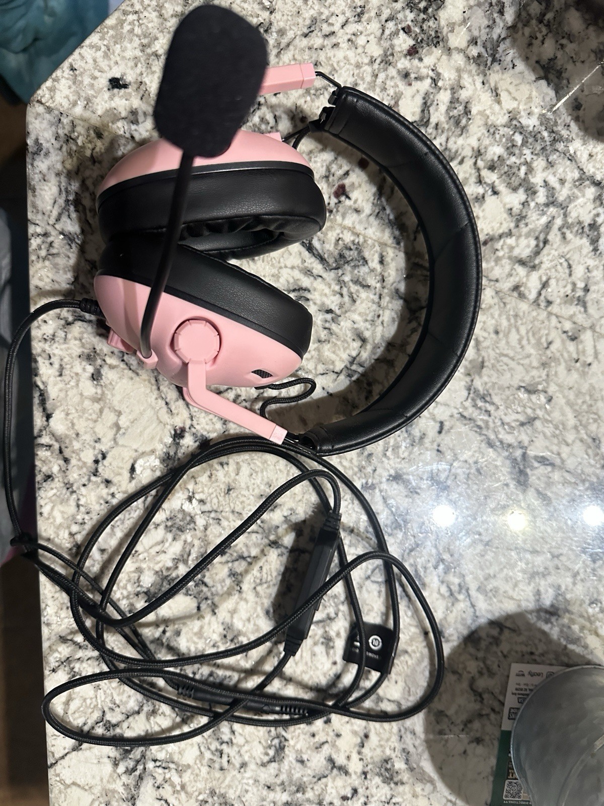Senzer SG500 Pink/Black Wired 3.5mm Over-Ear Headset w/ Boom Mic, Volume