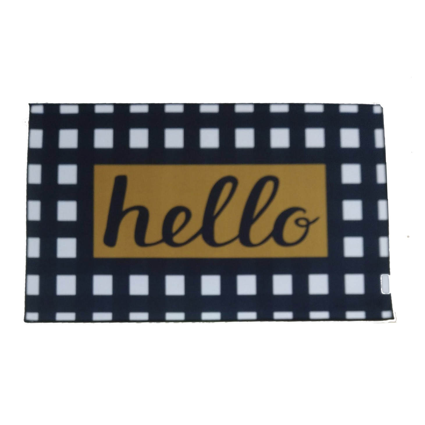 Drip Depot Black and White Checkered Hello Doormat 19" x 35"