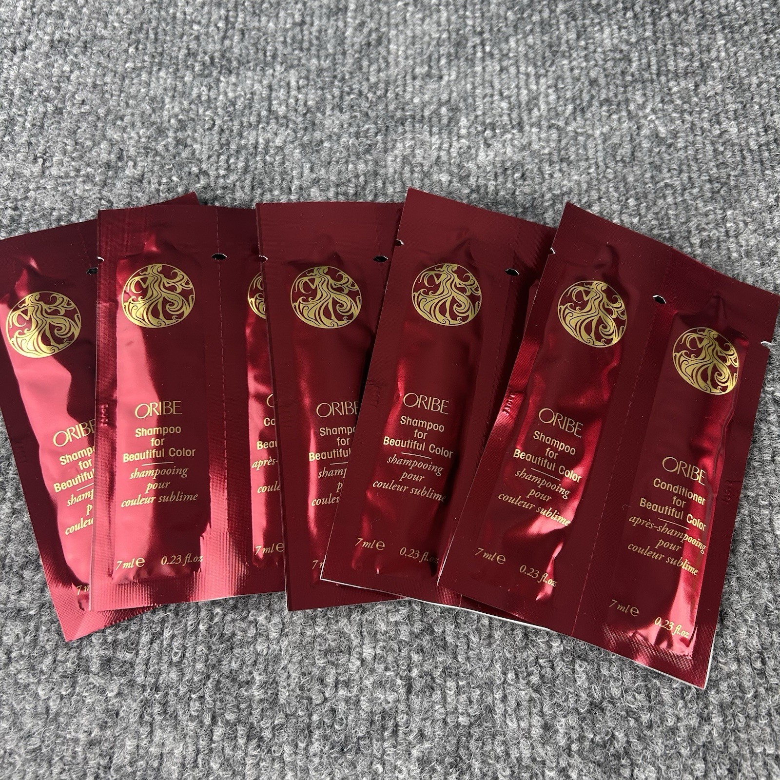 ORIBE SHAMPOO & CONDITIONER for BEAUTIFUL COLOR - TRAVEL PACKETS .23oz SET of 5