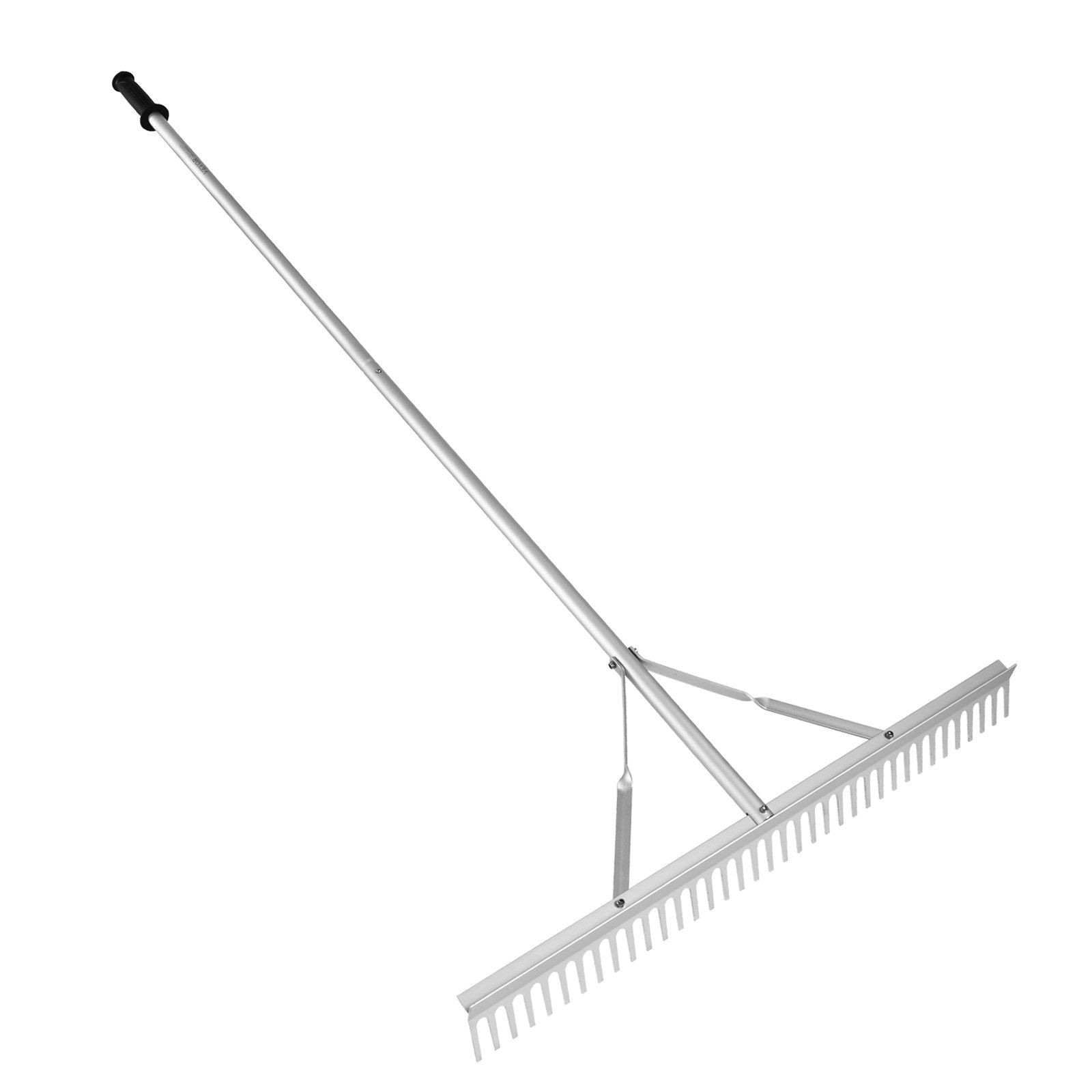 Rustproof Aluminum Rake 36in Head 75in Shaft for Yard and Pond
