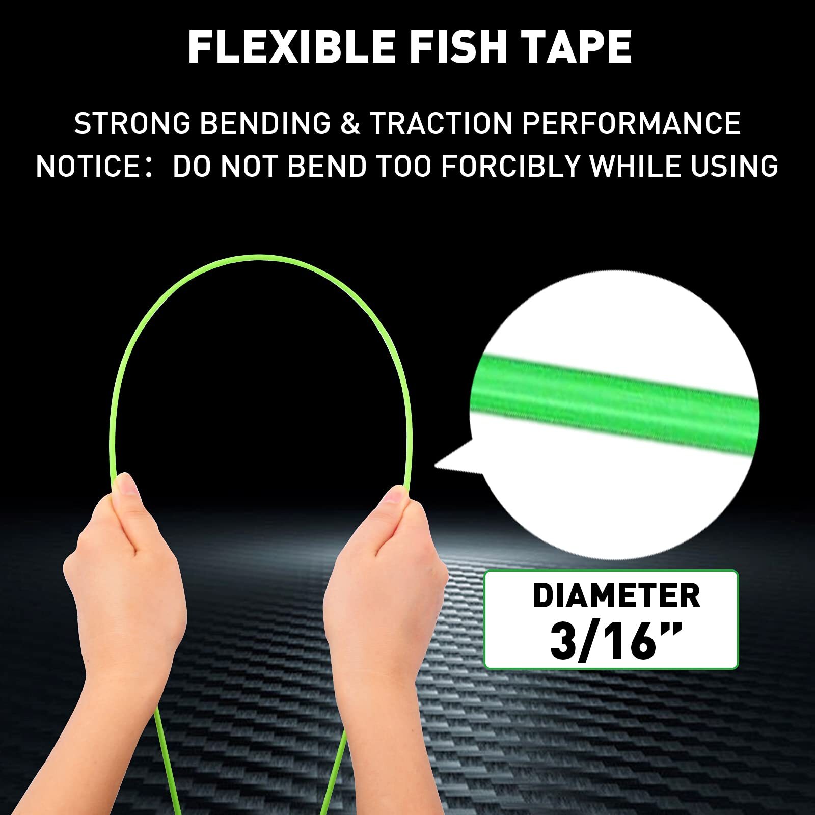 50 Ft Wire Fishing Kit Fiberglass Connectable Fish Tape Wire Puller Cable Pullin