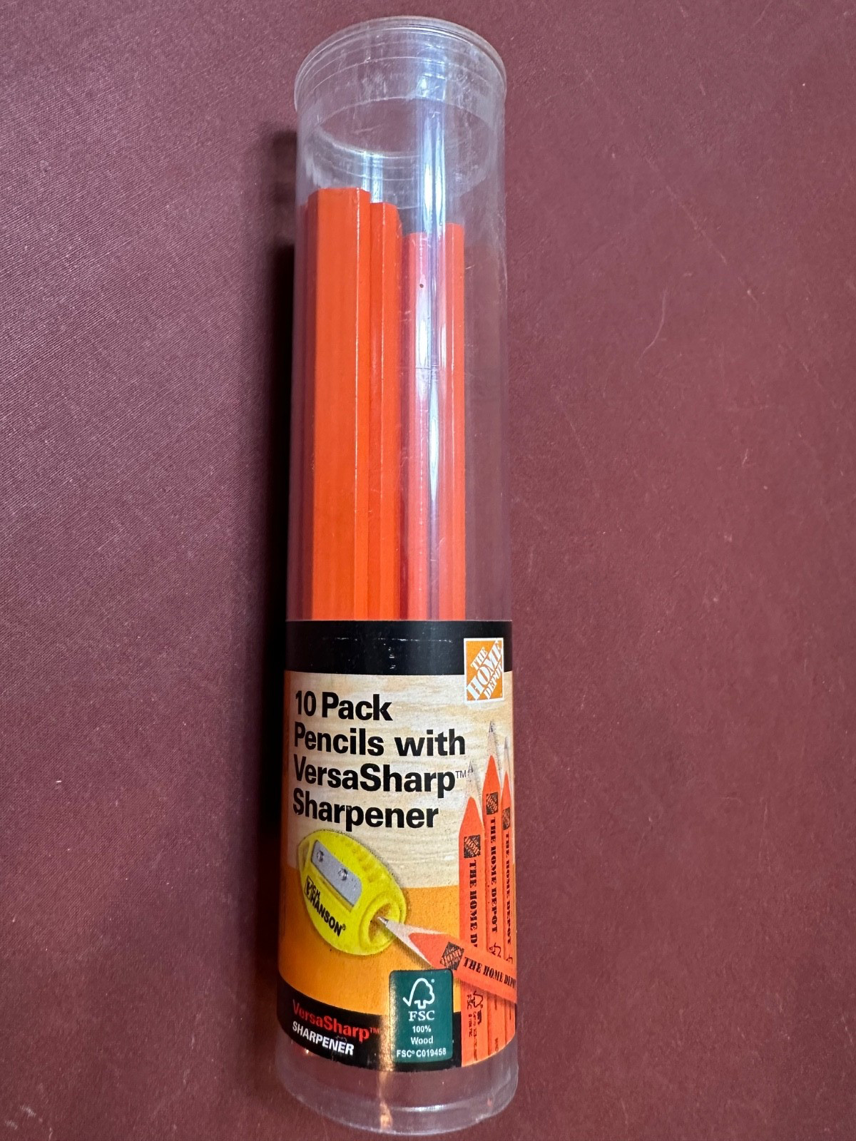 7" Carpenter Pencils 8 Pk., The Home Depot Marking, No Sharpener, With Tube Case