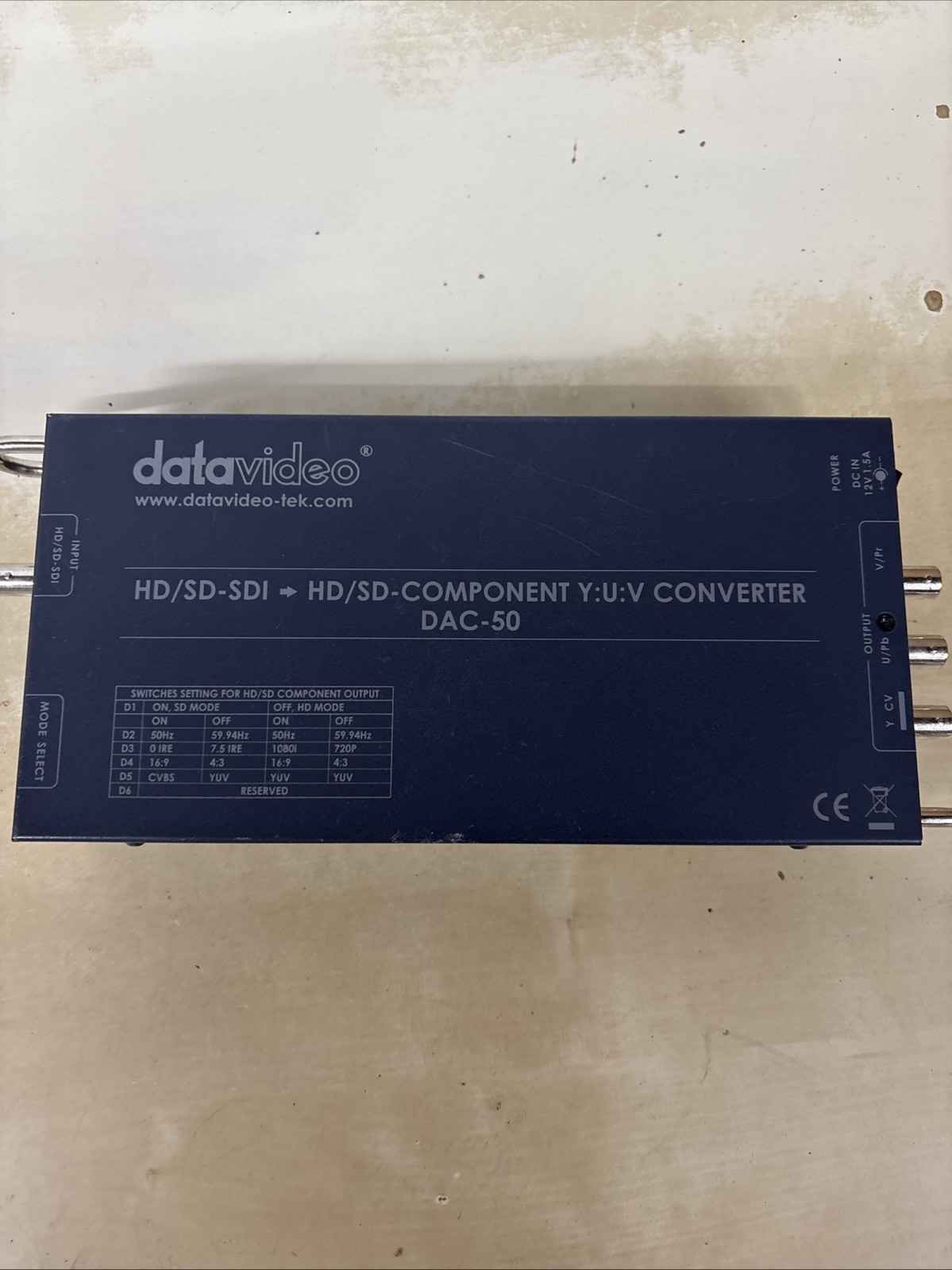 Datavideo DAC-50 HD/SD-SDI to HD/SD-Component Y:U:V Converter