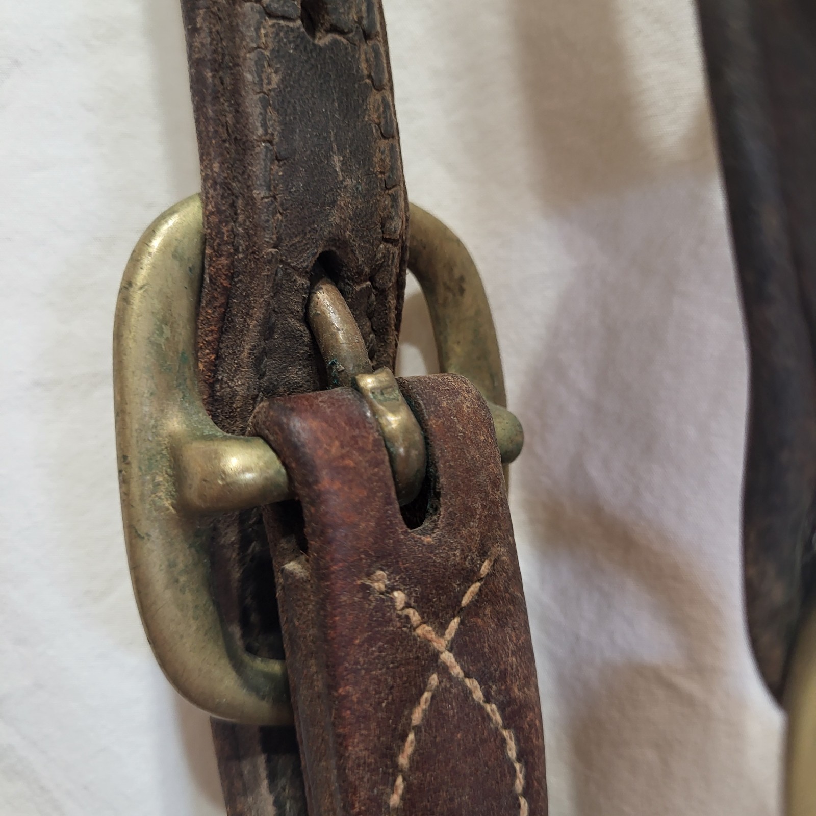 Double Stitched Leather Halter~Brass Nameplate~FULL Horse Sz~BROWN