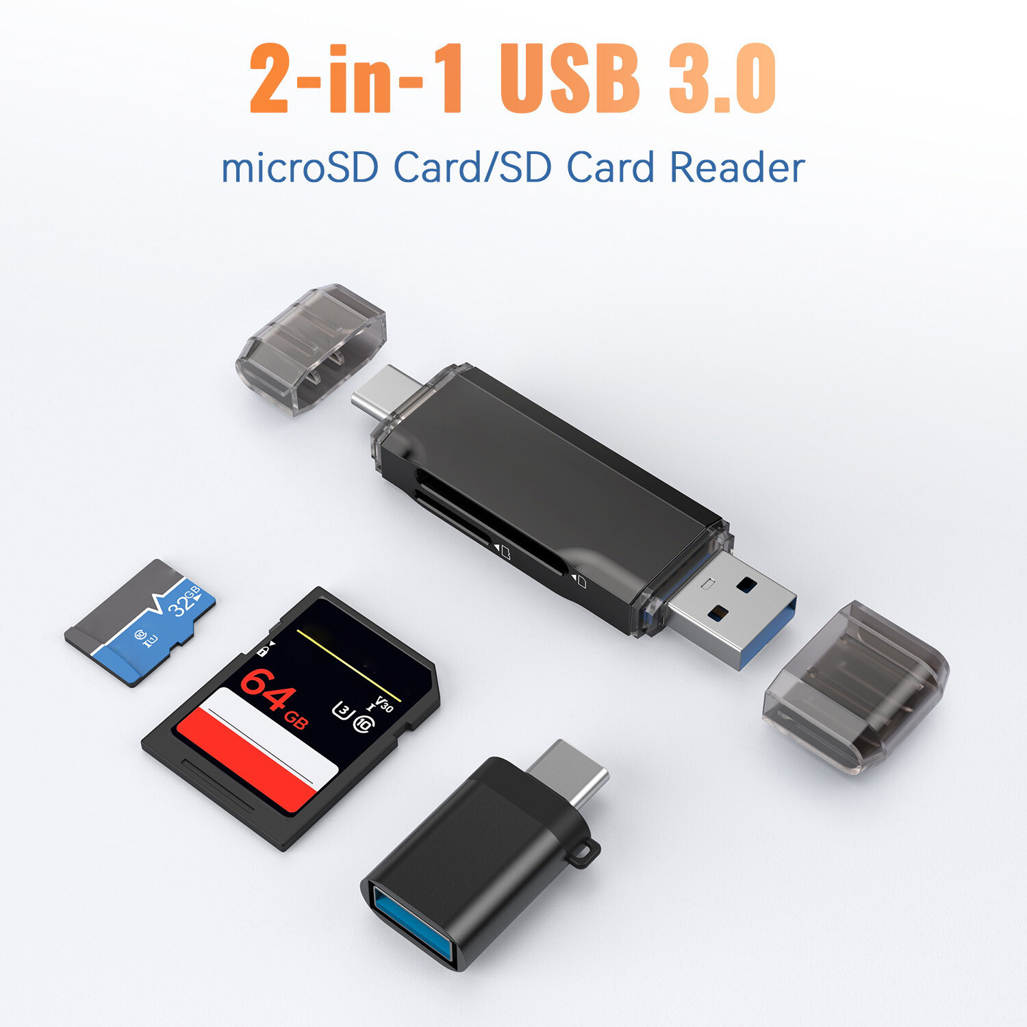 TOPESEL Card Reader USB 3.0 Type C to SD Micro SD TF Smart Memory Card Adapter