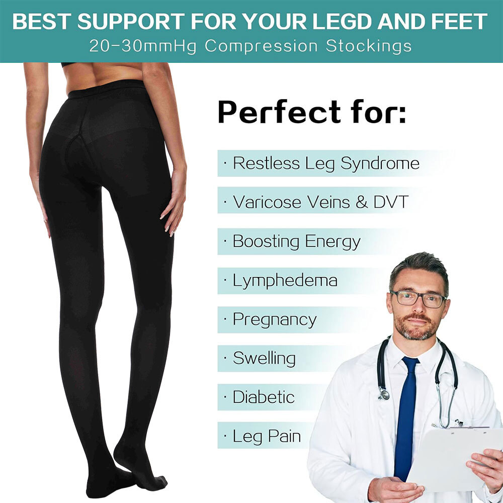 20-30 mmHg Compression Pantyhose Support Stockings Medical Relief Varicose Veins