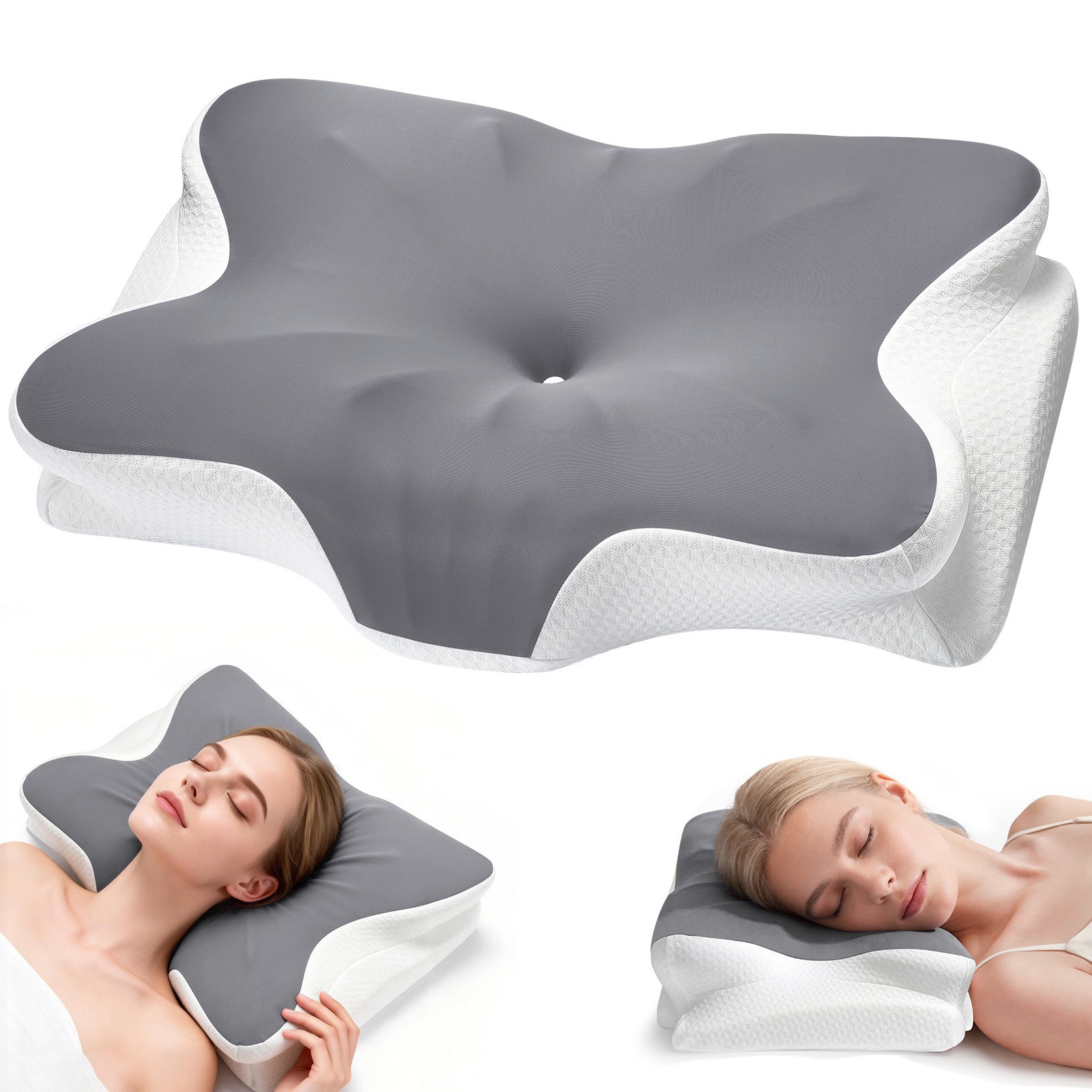 1000G Memory Foam Cervical Neck Pillow for Pain Relief, Cooling Contour Pillow