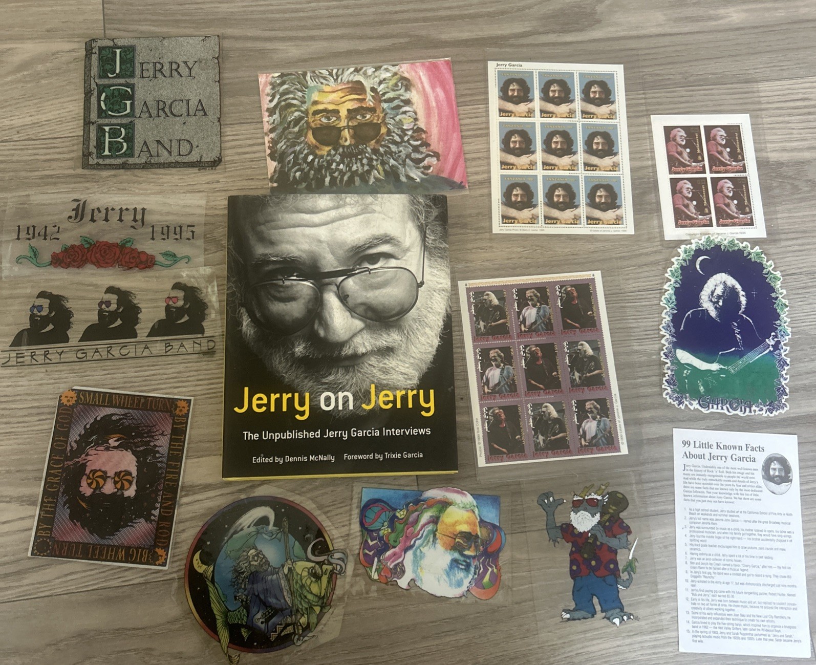 Jerry Garcia Band Fan Lot Window Decal  Stamps Book Art Sticker Grateful Dead