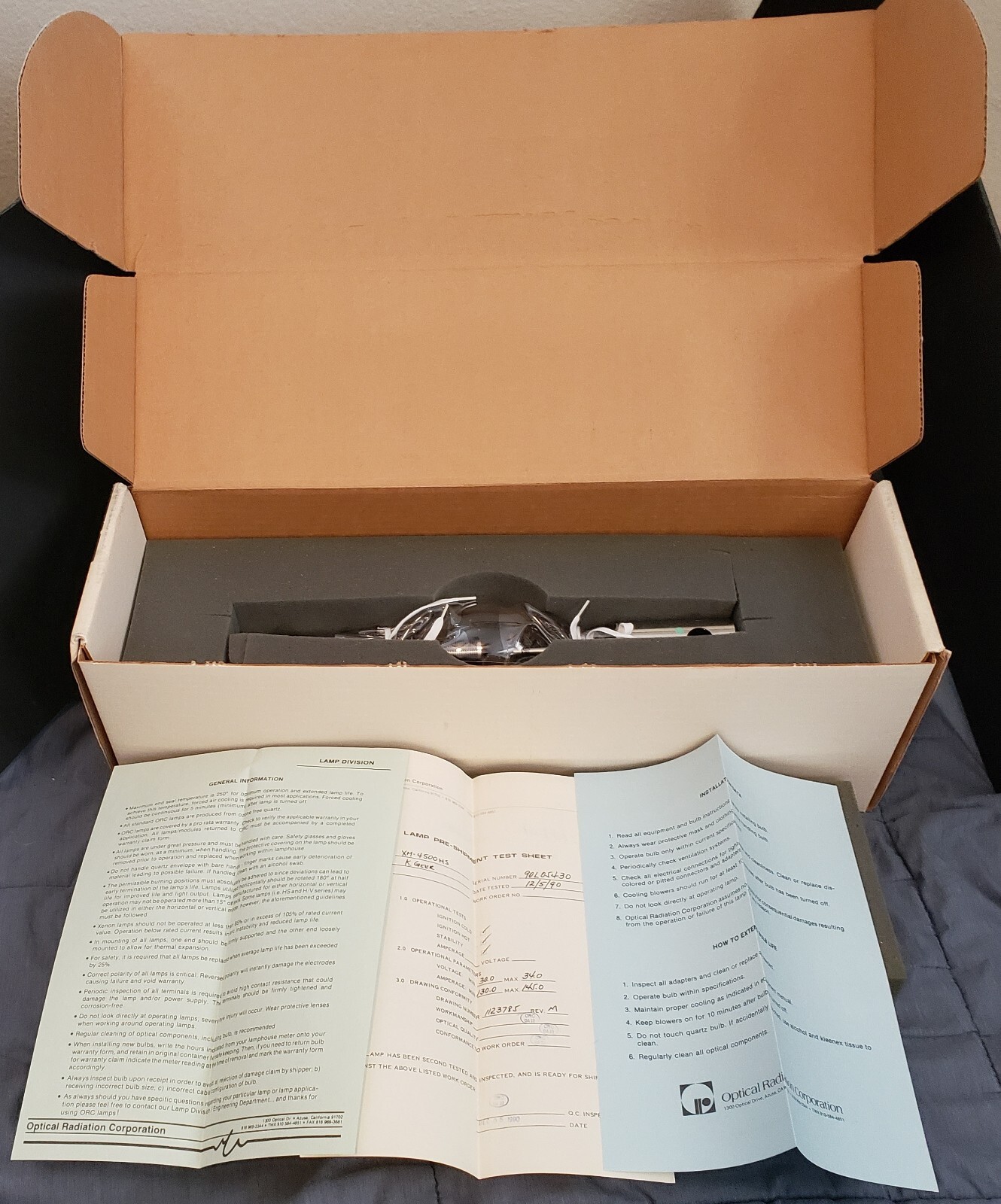 Optical Radiation Corp ORC XM4500HS Xenon Arc Lamp Replacement - NIB