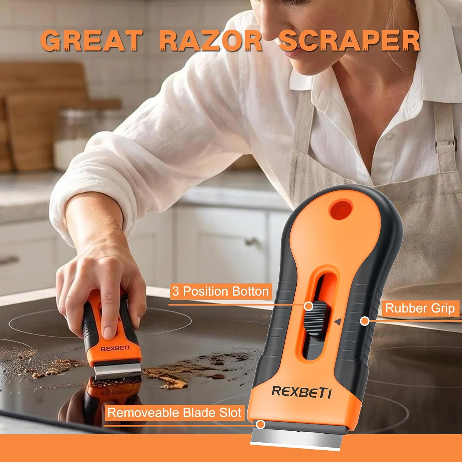 Razor Blade Scraper Tool, 2 Pack Razor Scraper Set with Extra 80Pcs Razor Bla...