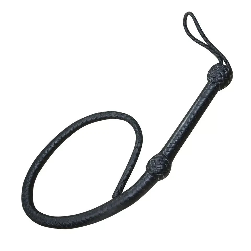 3-Foot Indiana Jones Style Bullwhip Genuine Black Leather, 8-Plait Handcrafted