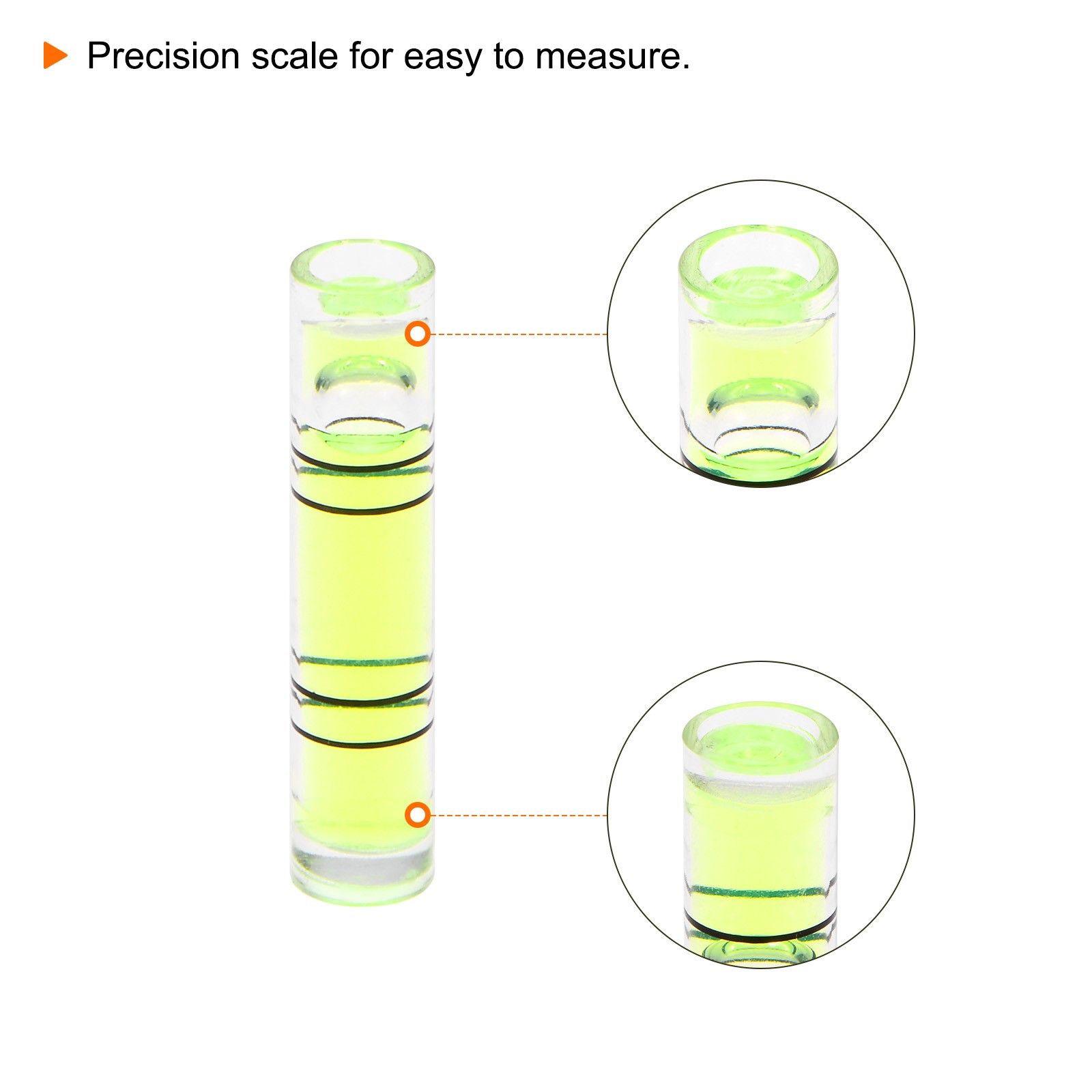 6pcs Small Cylindrical Bubble Level Vials 6.3x29mm Levels Measuring Tools