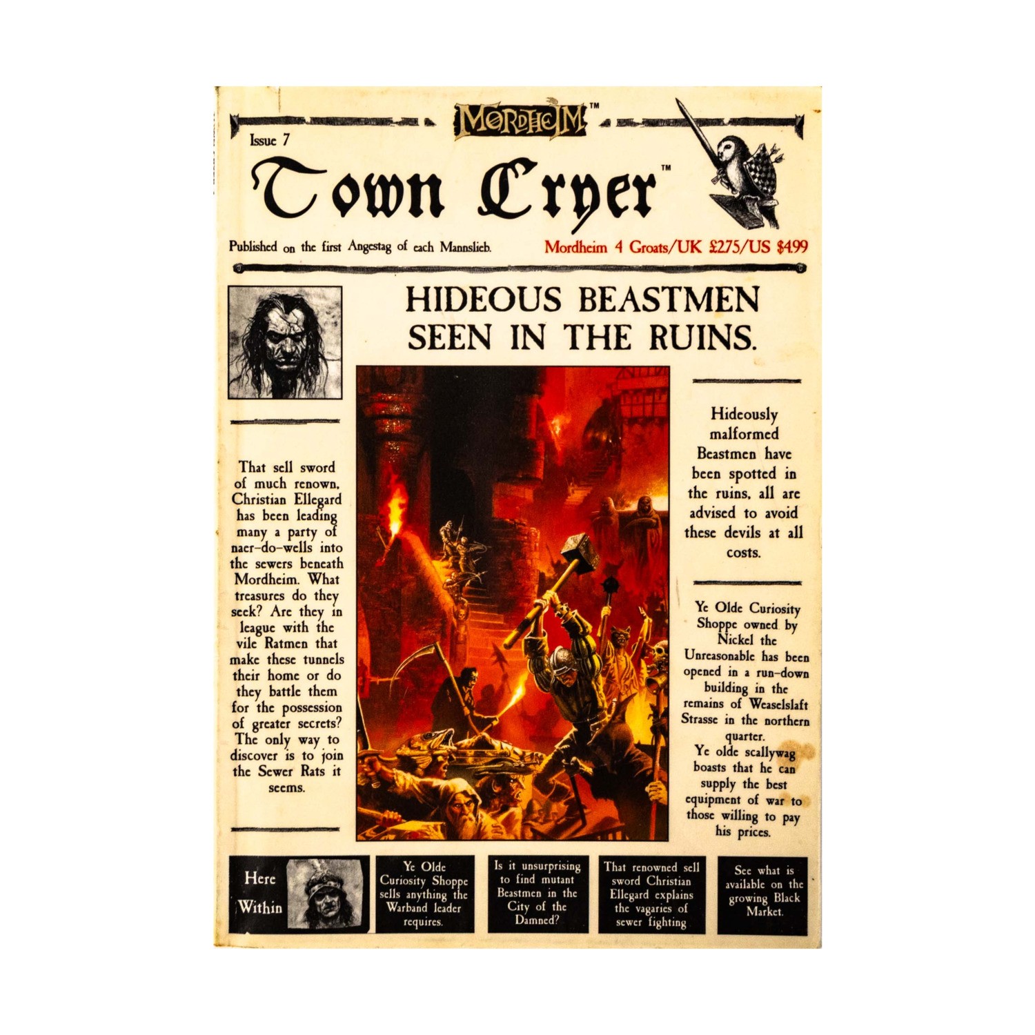 GW Mordheim Town Cryer #7 "Sewer Rats, Beastmen by Night, Demons" Mag VG+