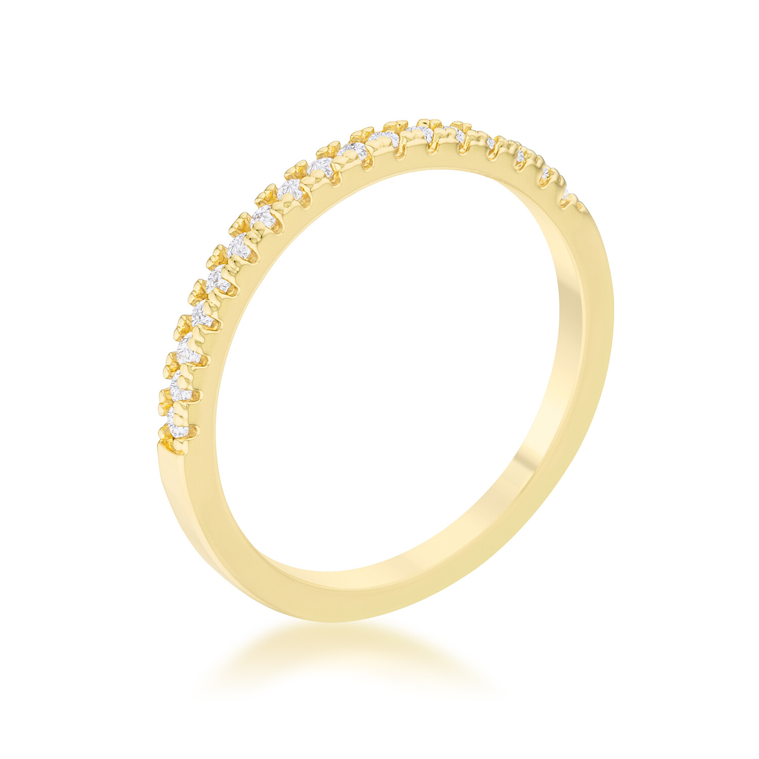14k Yellow Gold Plated 2mm CZ Half Band Wedding Ring Guard