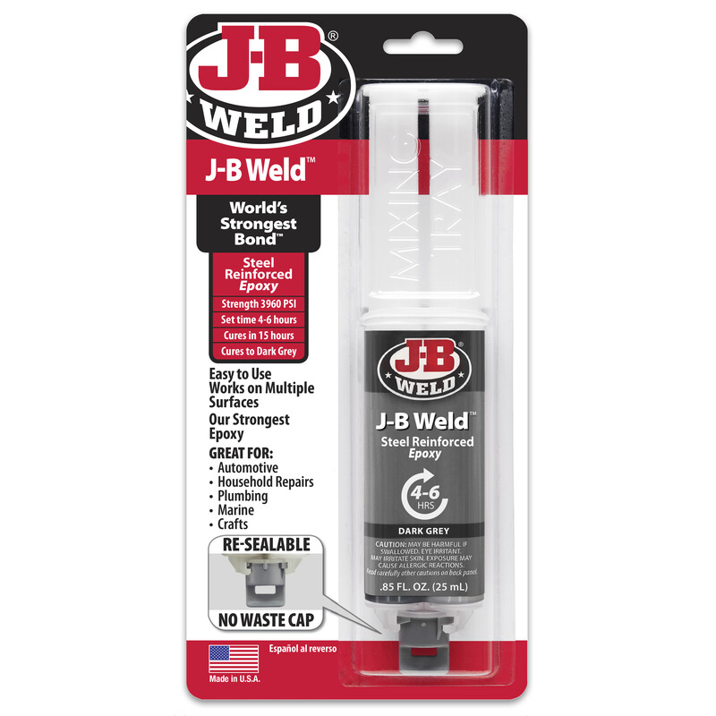 J-B Weld Dark Gray 0.85 oz. STEEL REINFORCED Epoxy Resealable 4-6 min. 50165 NEW