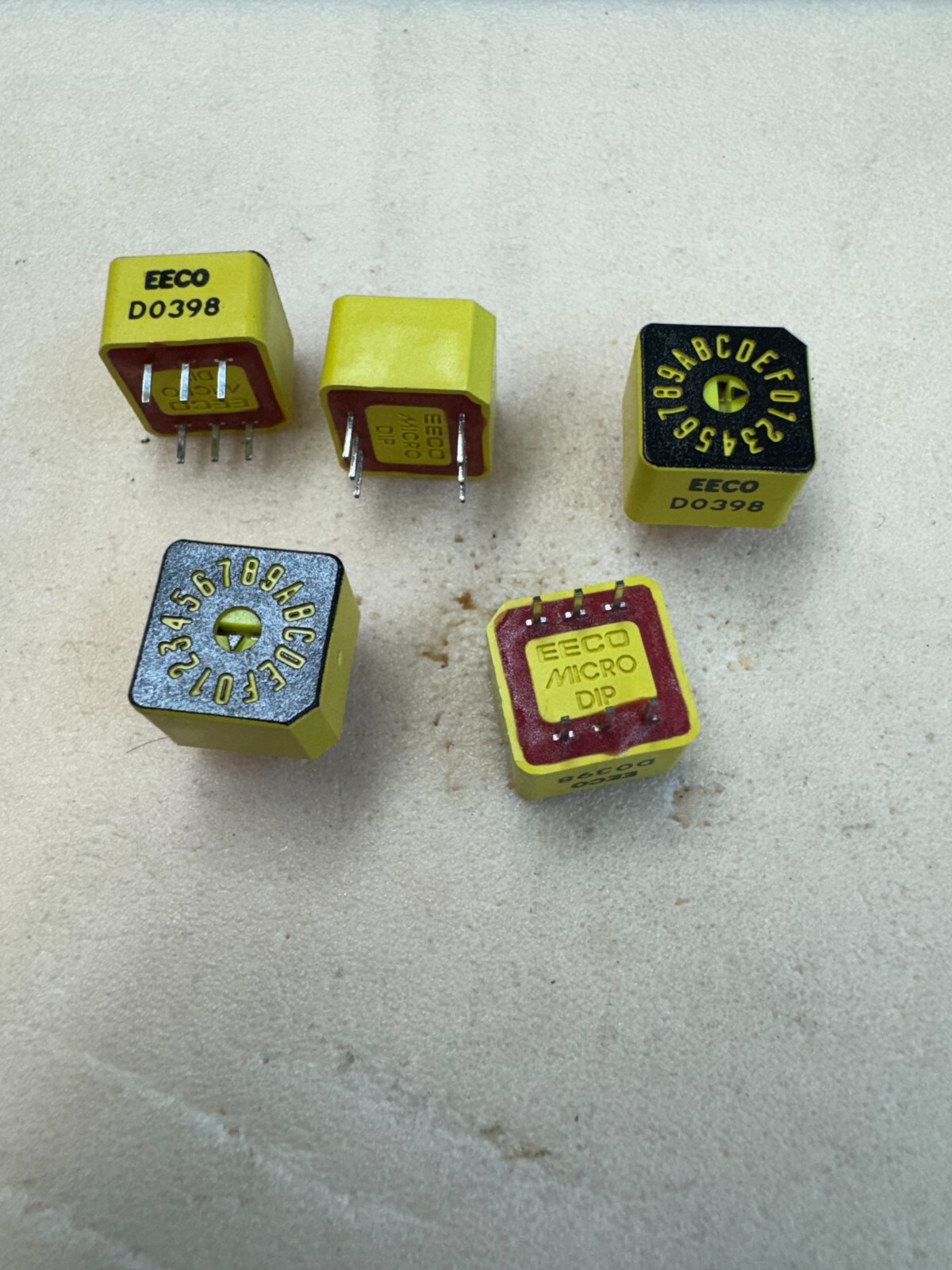 5 ea EECO 230057GB, micro dip, hex switch 16 position, 2300 series
