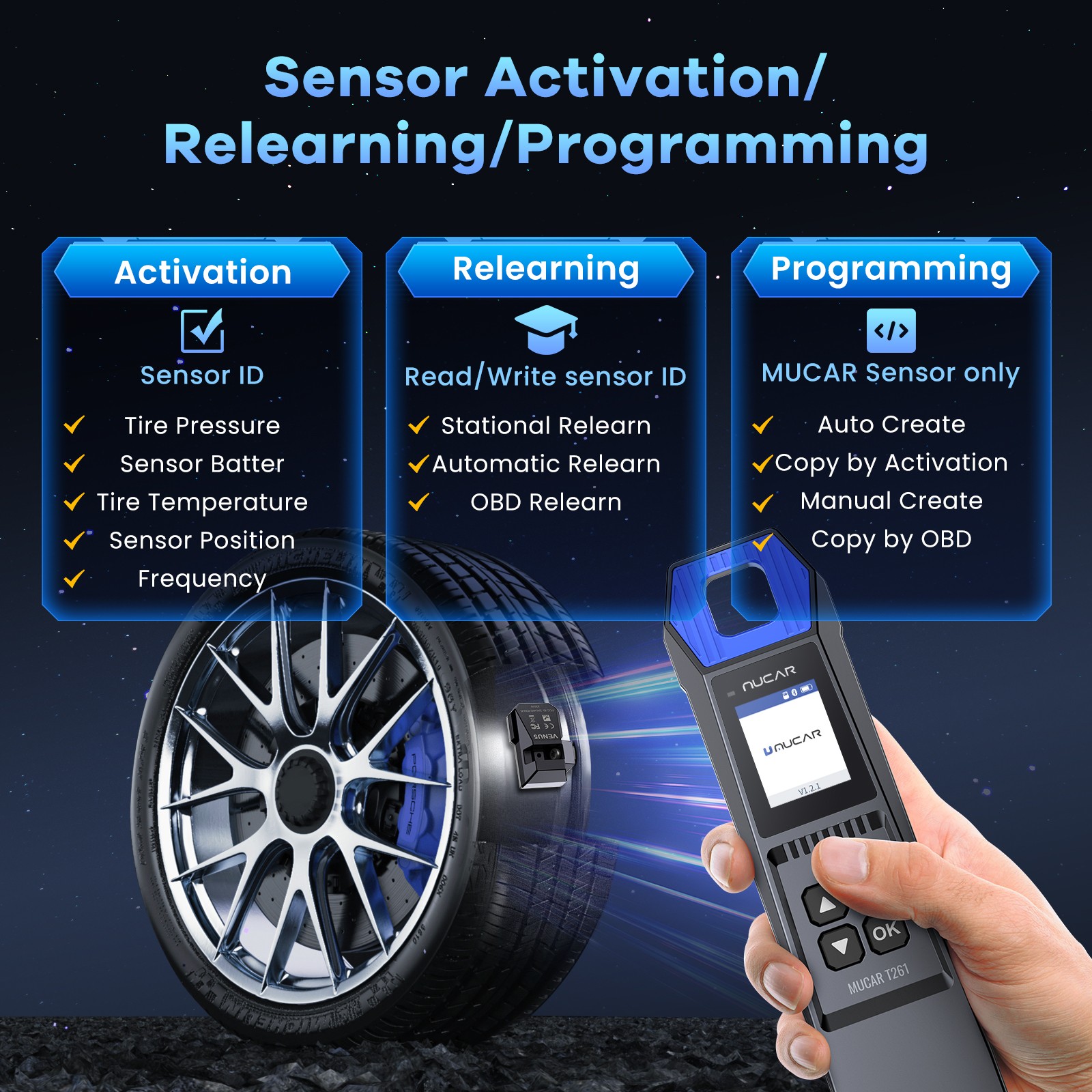 MUCAR 892BT AI Diagnostic + Key Programmer Tool with TPMS programming Tool OBD2