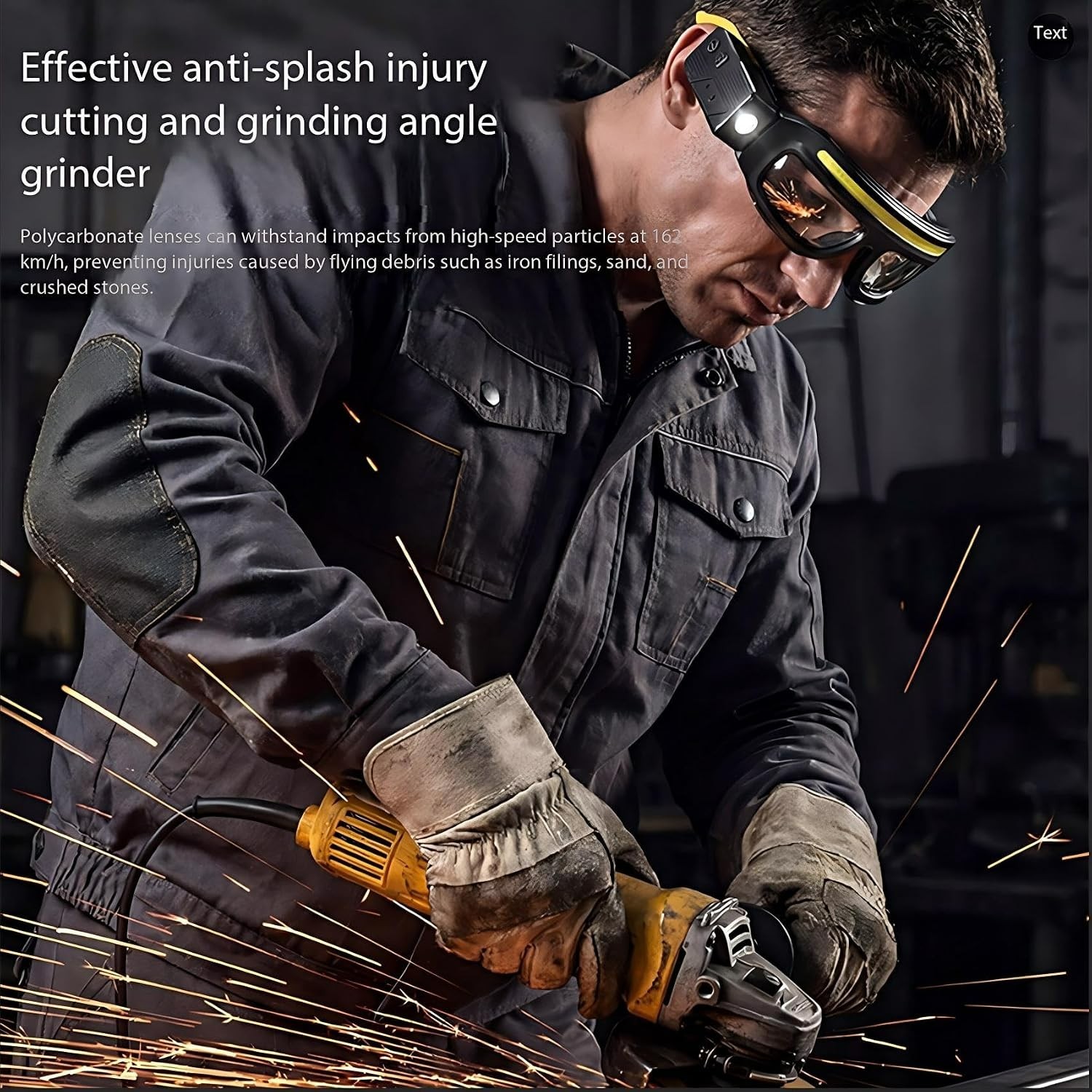 LED Safety Glasses w/ Lights Rechargeable Headlight Touch Control Hands-Free