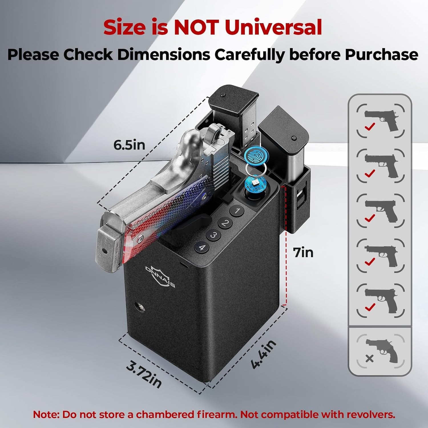 BiometricPistolSafewithFingerprint Trigger Lock for Car and BedsideQuick Access