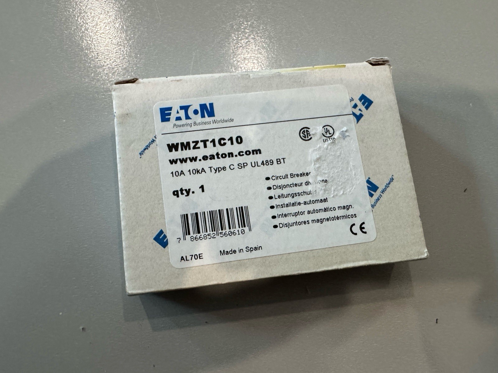 NEW Eaton WMZT1C10 Circuit Breaker Thermal Magnetic 10A 1-Pole