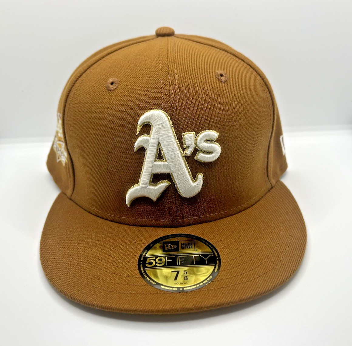 New Era Oakland A's Athletics 7 5/8 Fitted Hat Battle of the Bay Khaki Color