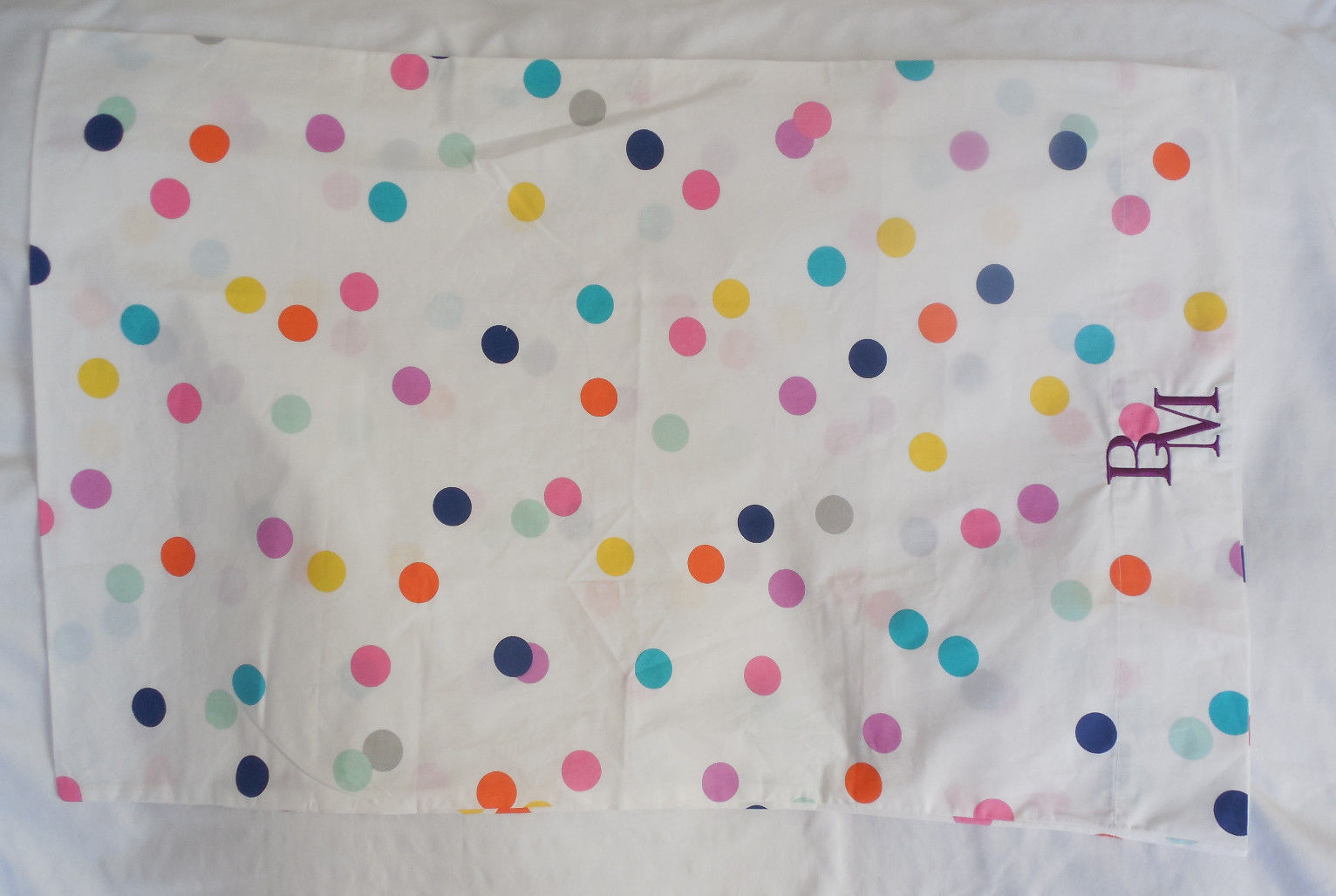 Pottery Barn Teen Polka Dots Mult Color Standard Pillowcase (one) "BM" NWOT NLA
