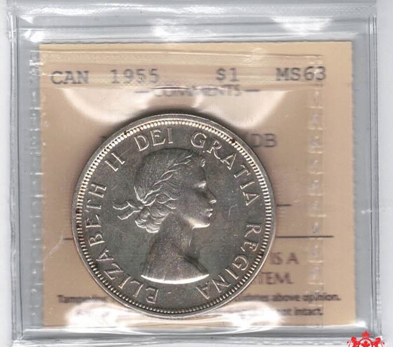 1955 Canada 1 Dollar Arnprior W/DB - ICCS MS63 - XEF 435