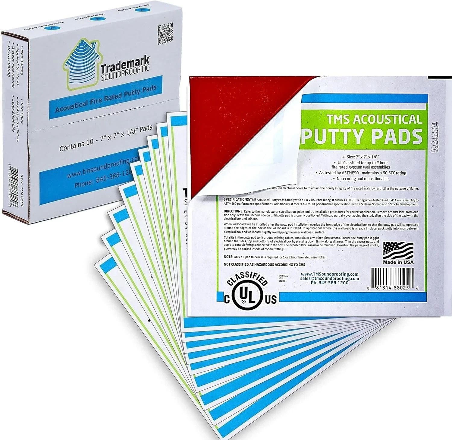 Acoustical Putty Pads - Moldable Soundproofing Pad - Fire Stop for Red