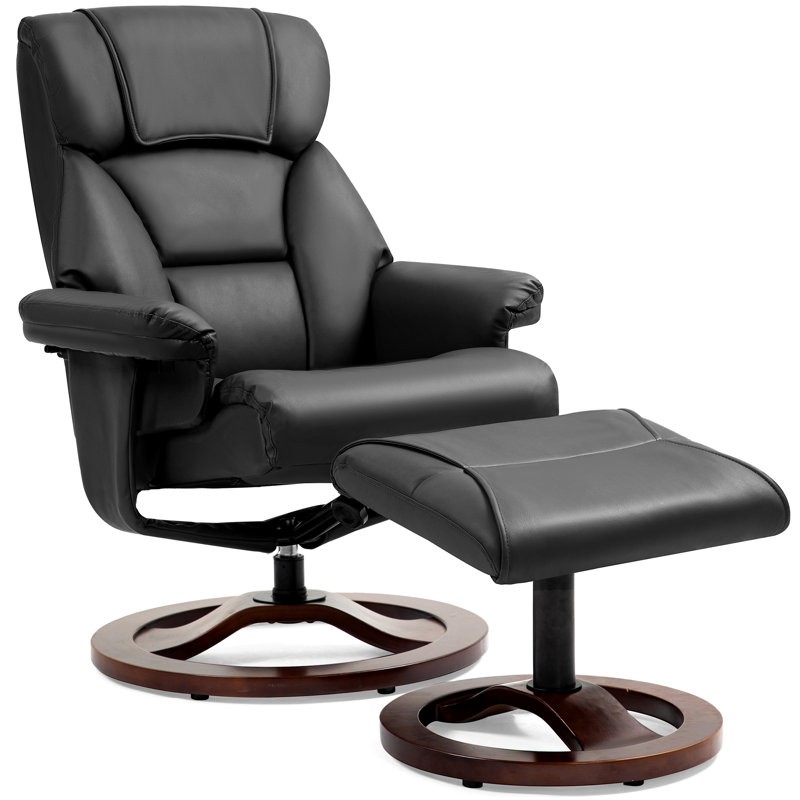 Trule Leather Swivel Recliner Chair With Ottoman Ergonomic for Living Room Home