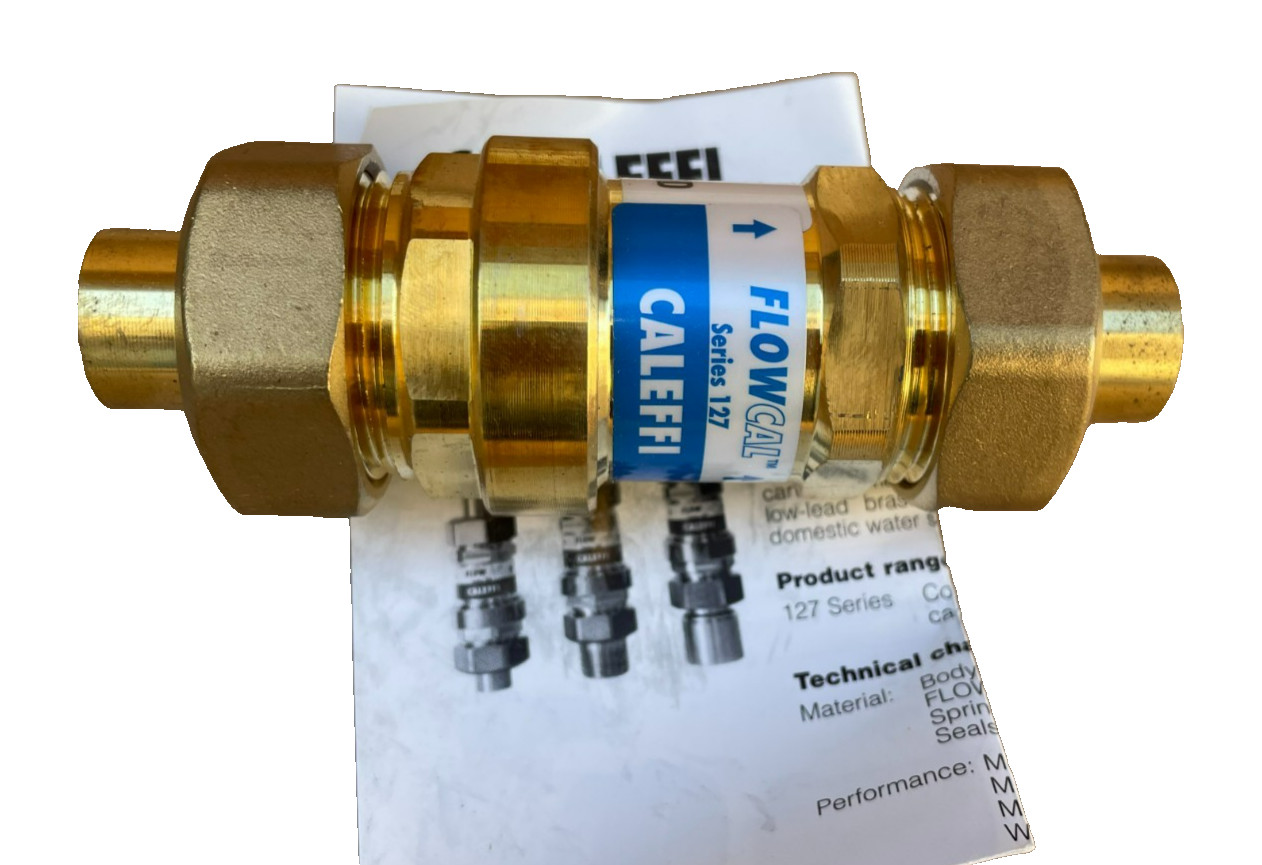 CALEFFI Flowcal Flow Controller Valve 1/2" SWT x 1/2" SWT 127349AF 3G0 NOS