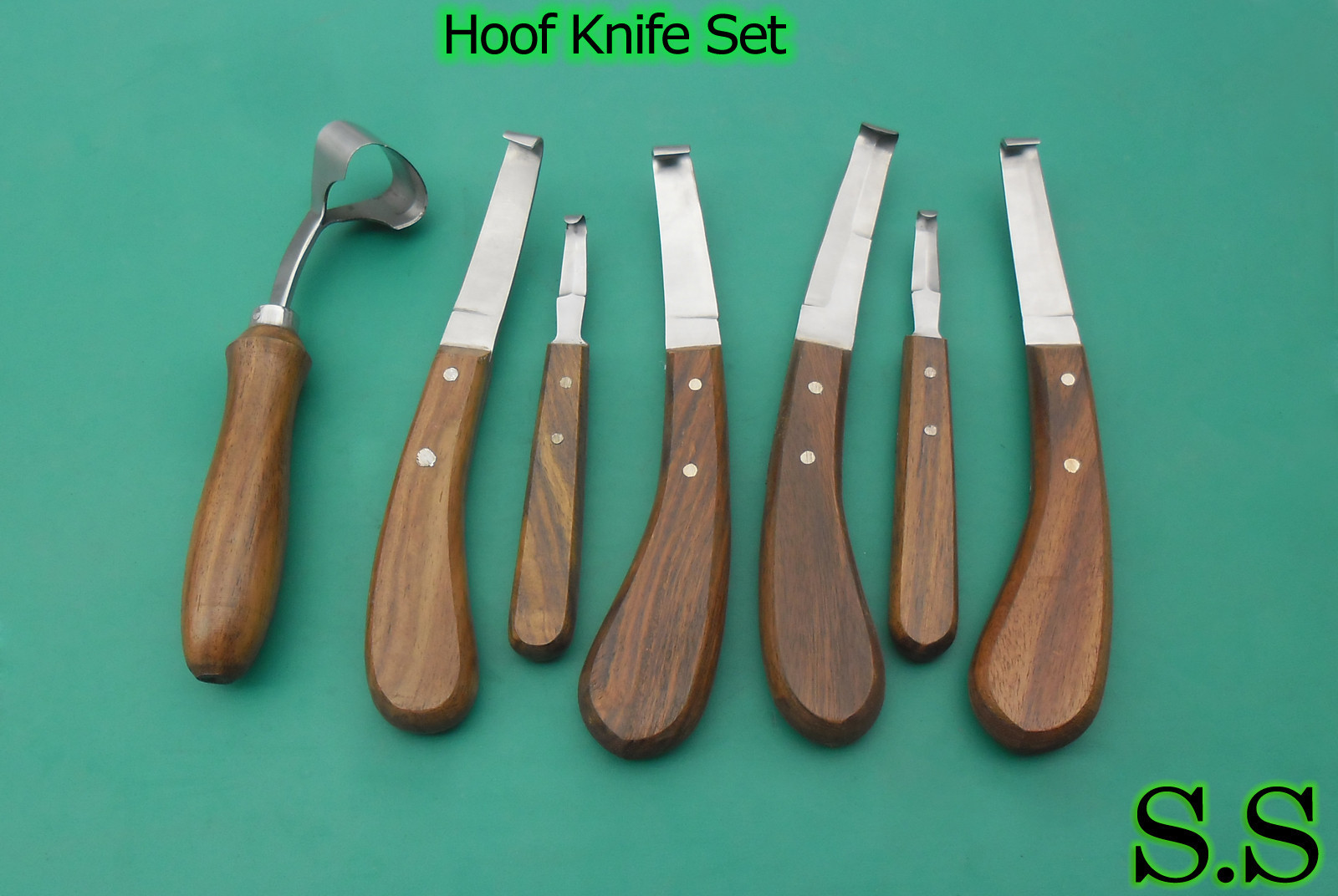Hoof Knife Set - 7 Hoof Knives Wide & Narrow Blade Oval Sheep Double Edge