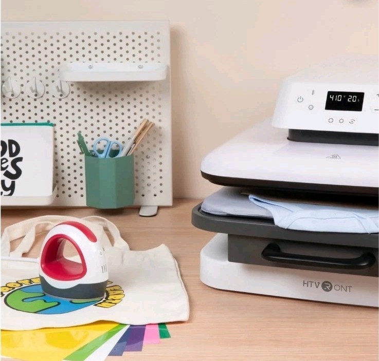 HTVRONT Automatic & Mini Heat Press, Smart Machine With 12 Pcs Mixed Color Vinyl