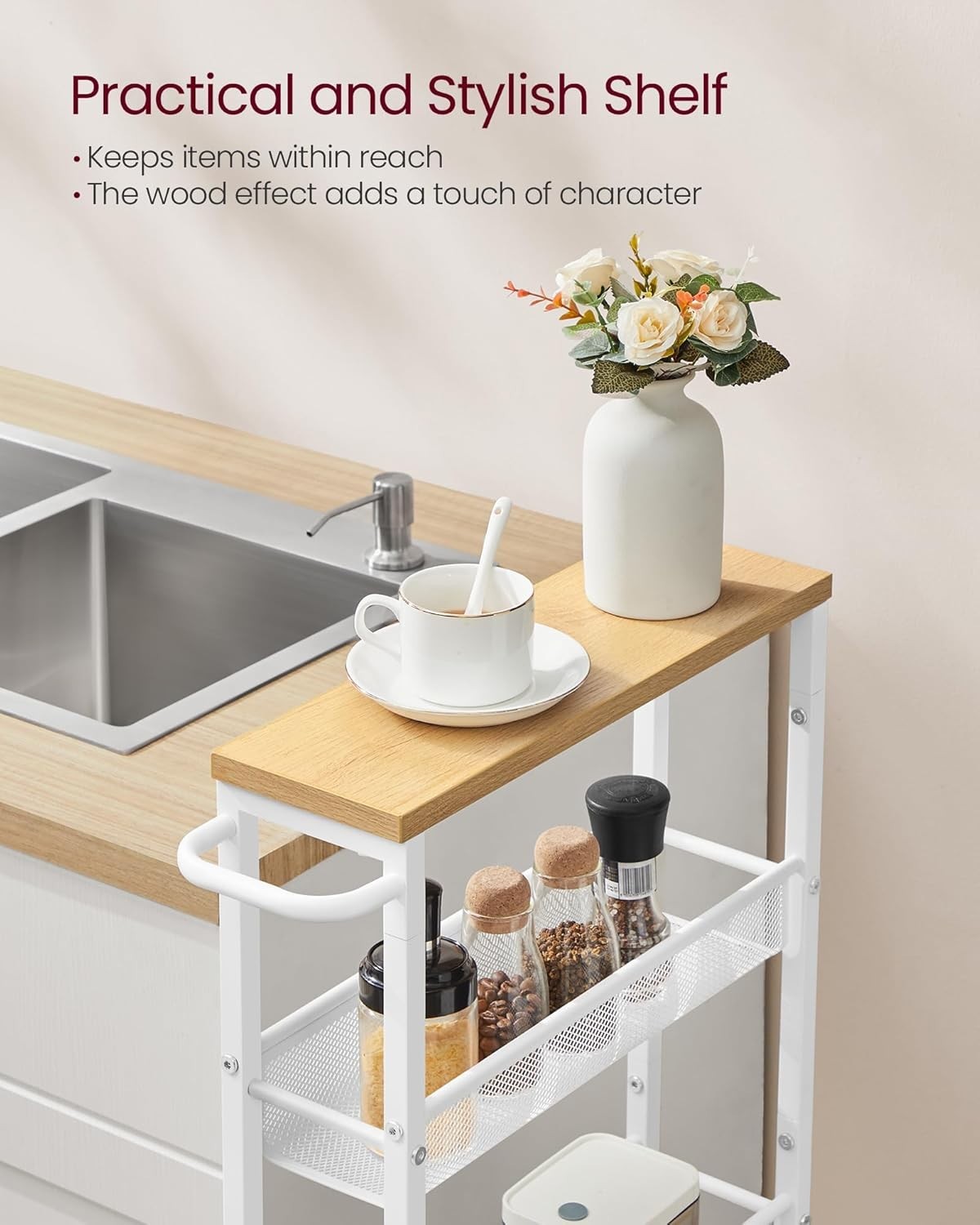 Space-Saving 5-Tier Slim Rolling Cart - Perfect for Home Office & Kitchen
