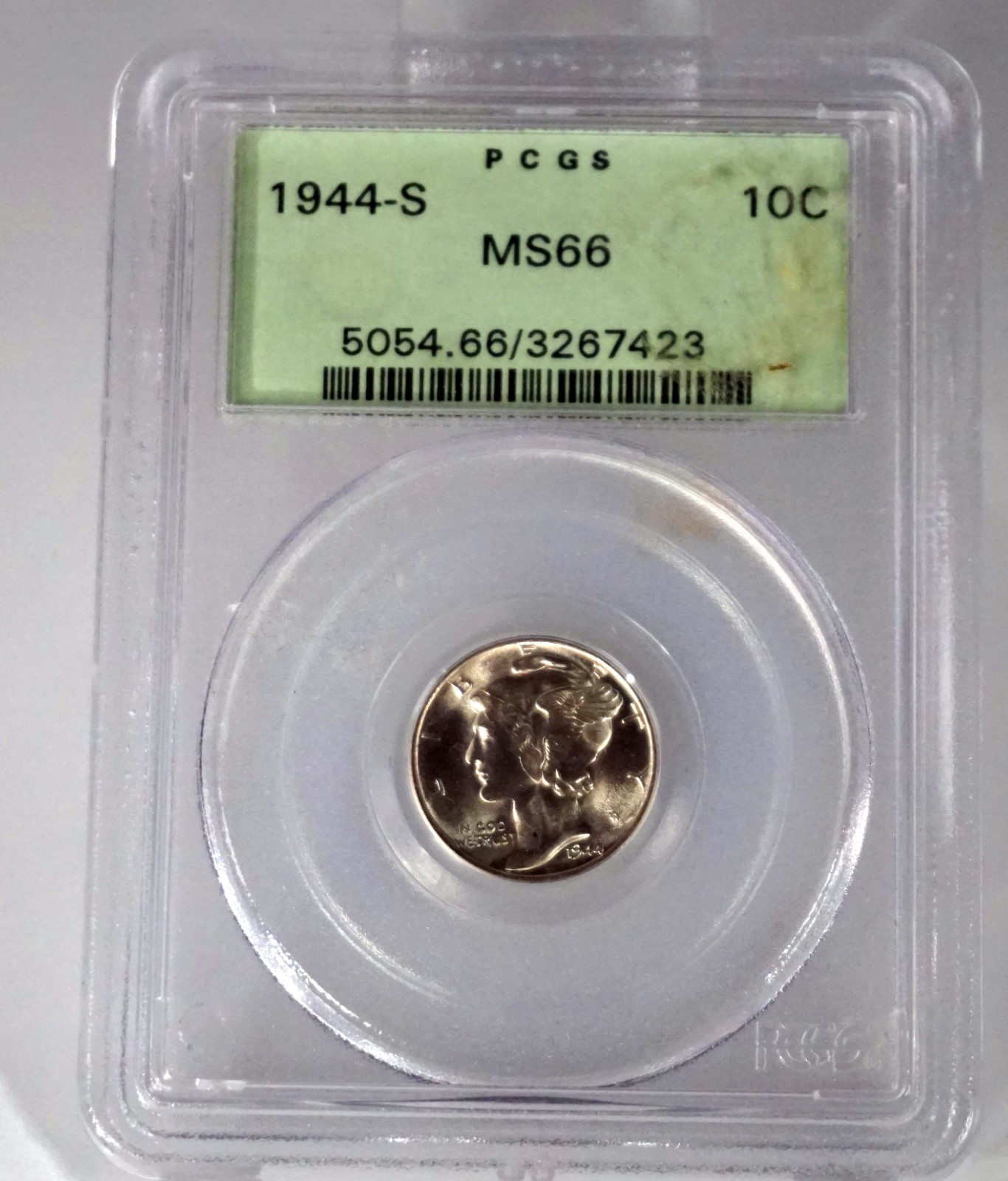 1944-S Mercury Dime PCGS MS66 Old Green Holder OGH White Gem