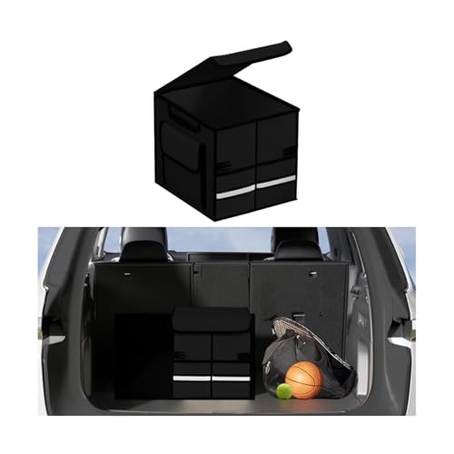 Car Trunk Organizer, Multi-Compartment Collapsible Vehicle Cargo Storage Black