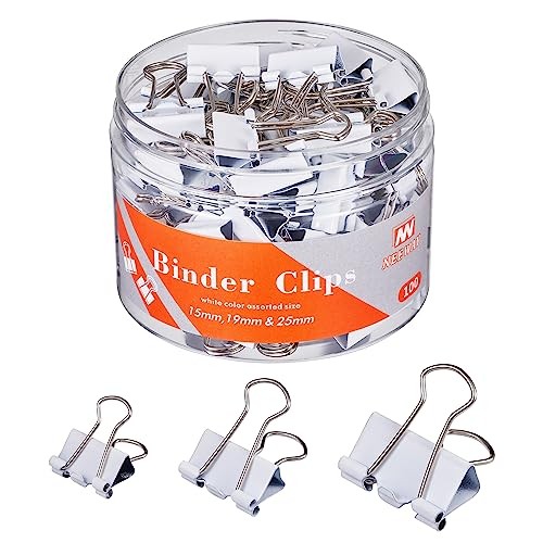 Binder Clips Assorted Sizes, White Binder Clips Set for Office and Home Use -